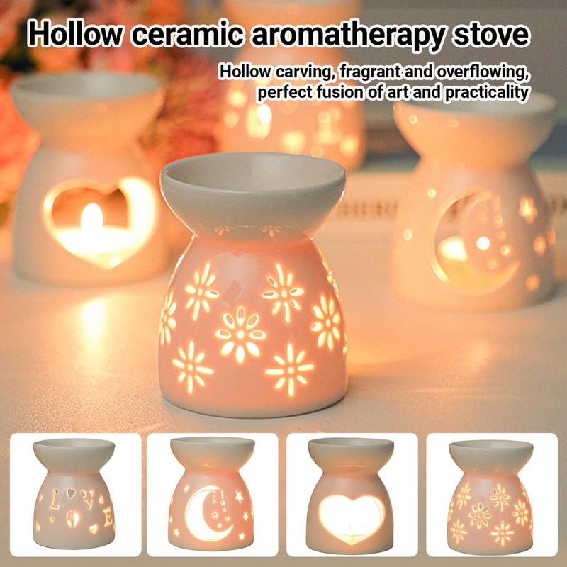 Ceramic aromatherapy burner, candle/essential oil burner, heater, hollowed-out home decor item - Image 2