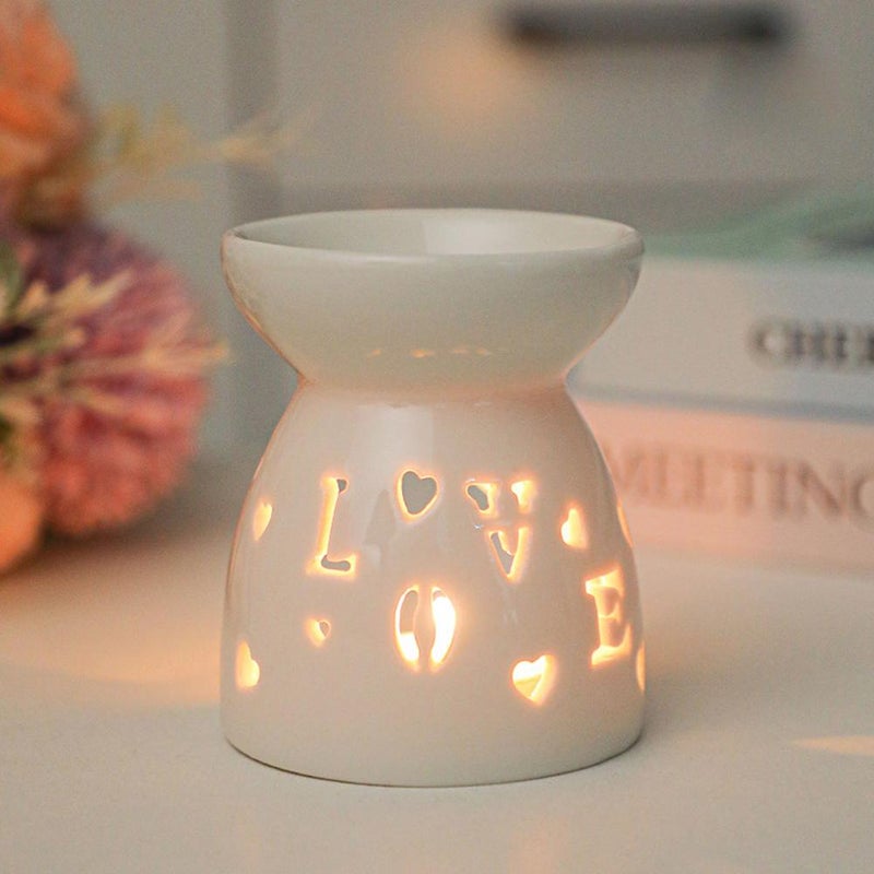 Ceramic aromatherapy burner, candle/essential oil burner, heater, hollowed-out home decor item - Image 4