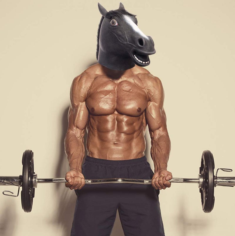 MOLEZU Black Horse Head Mask for Adult, Rubber Latex Animal Mask for Halloween Costume Party Masquerade - Image 4