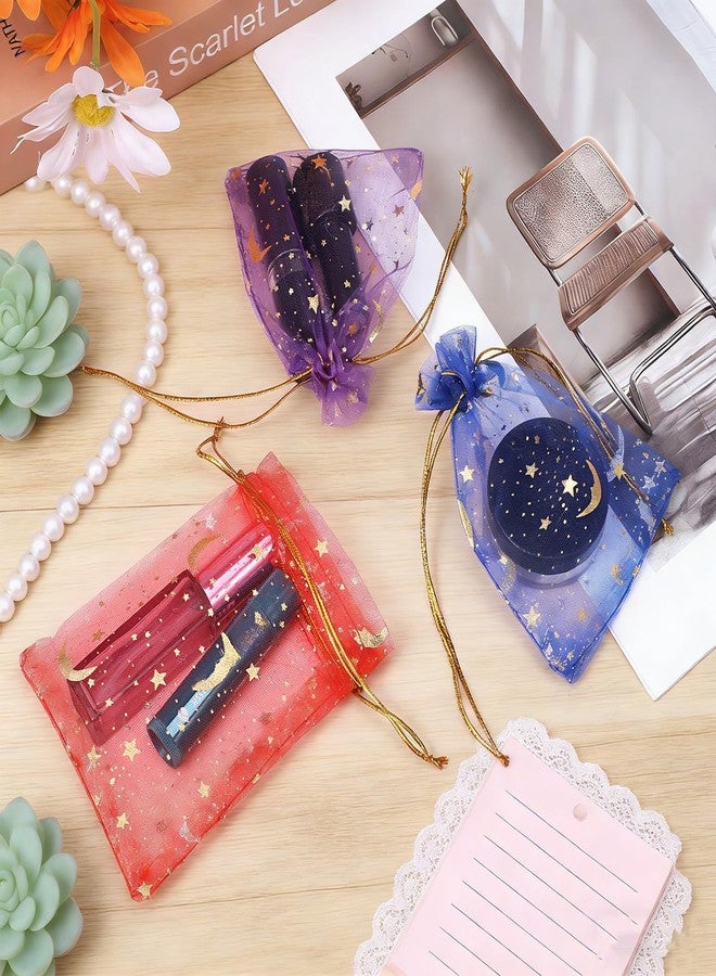 AOZUO 600 Pcs Moon Star Organza Bags, 3.5 x 4.7 Inch Small Drawstring Mesh Bags Assorted Colors Premium Sheer Jewelry Pouches Candy Bag for Birthday Wedding Christmas Party - Image 5