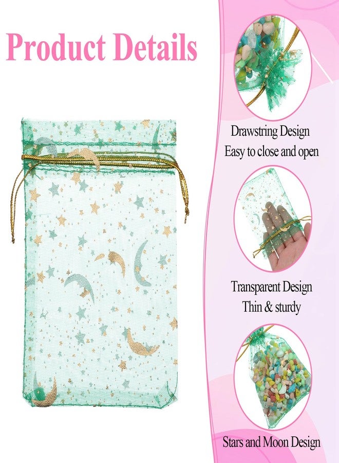 AOZUO 600 Pcs Moon Star Organza Bags, 3.5 x 4.7 Inch Small Drawstring Mesh Bags Assorted Colors Premium Sheer Jewelry Pouches Candy Bag for Birthday Wedding Christmas Party - Image 3