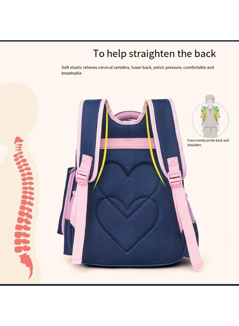 SIJINIAO SIJINIAO - Girls' Backpack, Girls' Backpack, Children's Primary School Backpack, Blue Pink, Backpack - Image 2