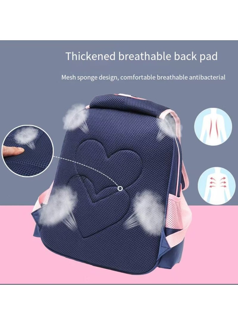 SIJINIAO SIJINIAO - Girls' Backpack, Girls' Backpack, Children's Primary School Backpack, Blue Pink, Backpack - Image 3