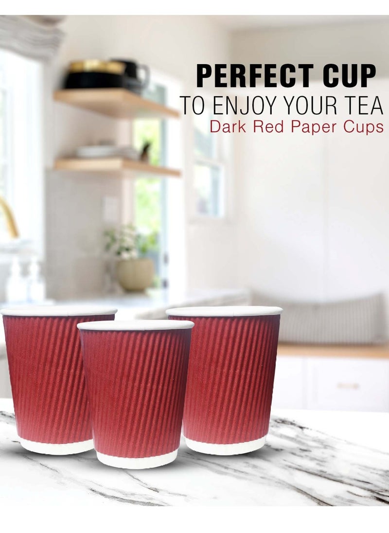 Swift 50 Pack Paper Coffee Cups, 8 oz Disposable Coffee Cups, Red Hot Beverage Cups with Insulated Ripple Wall, Paper Ripple Cups for birthday Party and Daily life  - Image 3