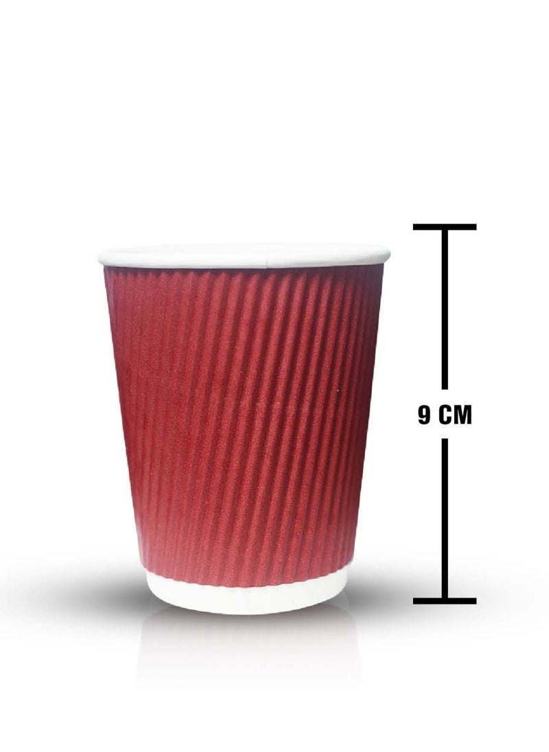 Swift 50 Pack Paper Coffee Cups, 8 oz Disposable Coffee Cups, Red Hot Beverage Cups with Insulated Ripple Wall, Paper Ripple Cups for birthday Party and Daily life  - Image 2