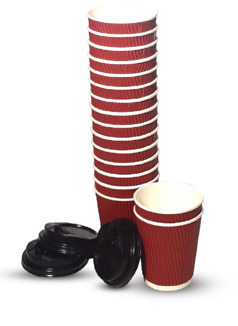 Swift 50 Pack Paper Coffee Cups, 8 oz Disposable Coffee Cups, Red Hot Beverage Cups with Insulated Ripple Wall, Paper Ripple Cups for birthday Party and Daily life  - Image 1