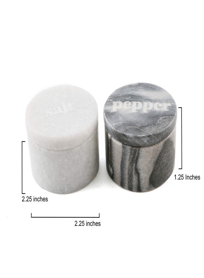 ثيريستي ستون أوعية صغيرة من الرخام الأبيض والأسود من ثيرستيستون بأغطية محفورة، تُستخدم للملح والفلفل أثناء الطهي أو الخبز - Image 3