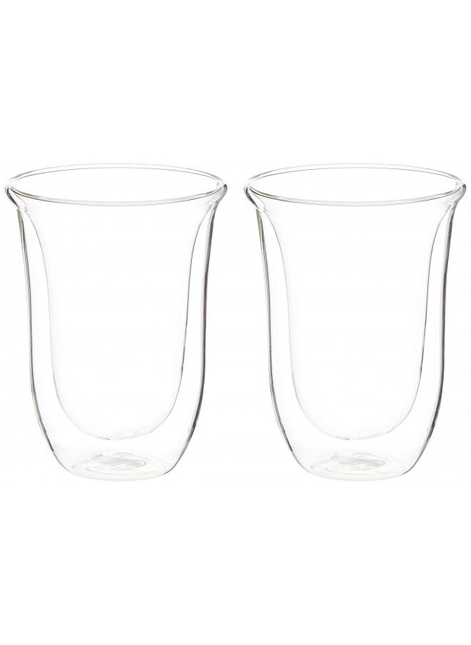 De'Longhi - De'Longhi DeLonghi Double Walled Thermo Latte Glasses, Set of 2, 2 Count (Pack of 1), Clear, 330 milliliters - Image 1