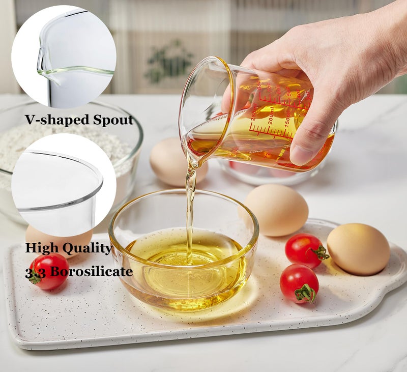 Ackers BORO3.3 Ackers Glass Measuring Cup 1 Cup,8oz Borosilicate Liquid Measuring Cup with Spout - Image 2