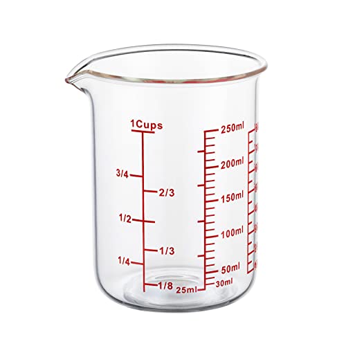 Ackers BORO3.3 Ackers Glass Measuring Cup 1 Cup,8oz Borosilicate Liquid Measuring Cup with Spout - Image 1