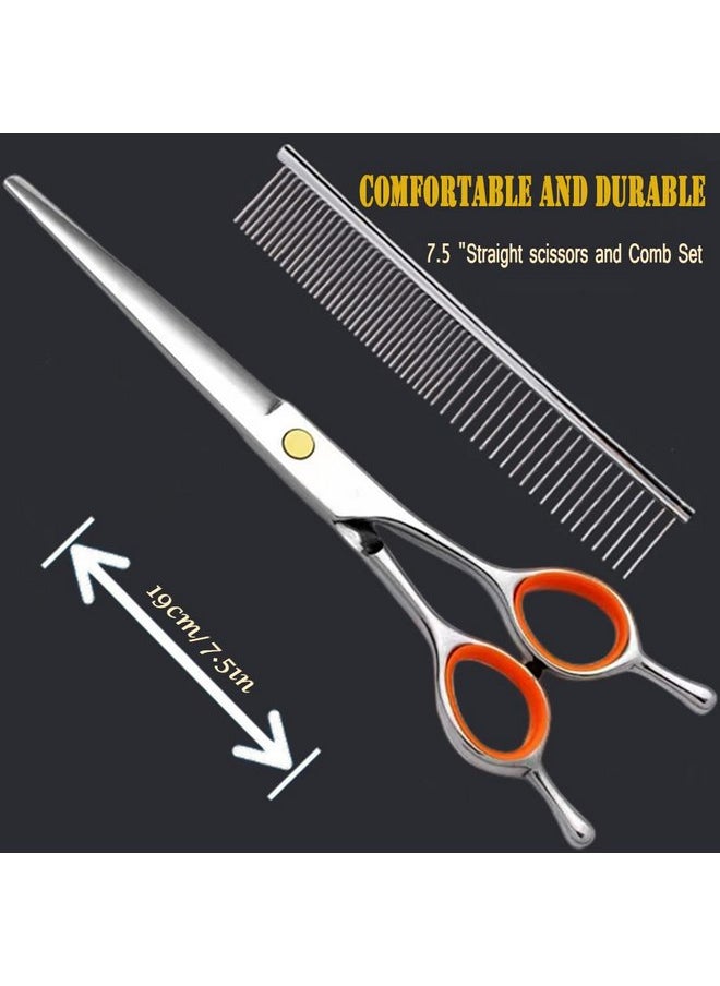 AIRY AIRY 7.5" Dog Grooming Scissors Cats Trimming Shears and steel comb set Professional Pets Scissor Kit for Left- and right-handed dual use Groomers Sharp Shear  - Image 2