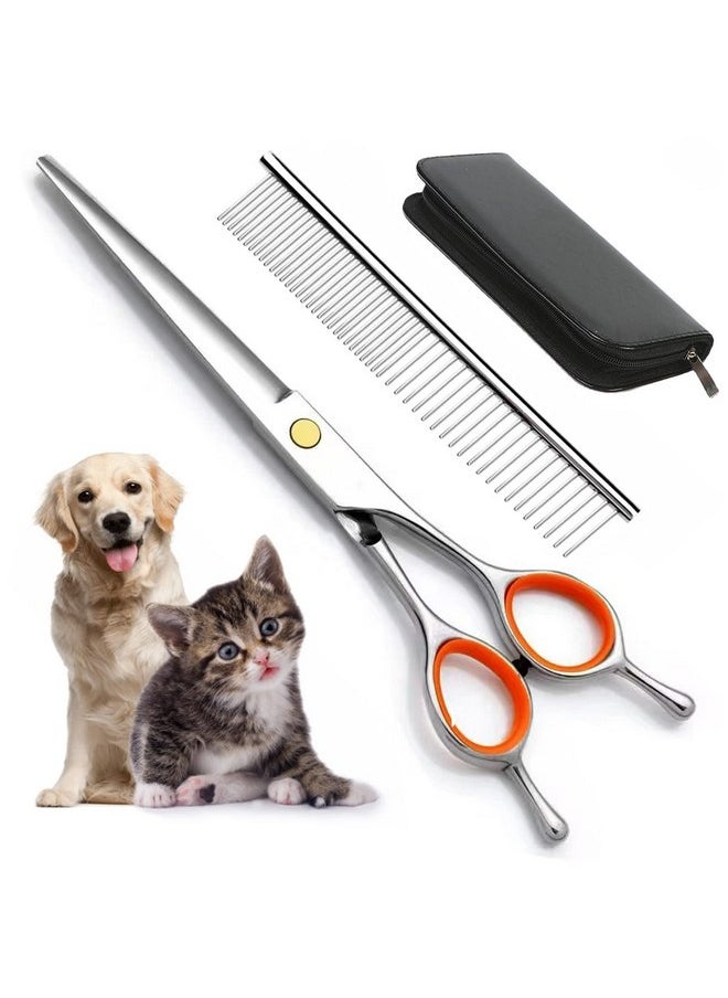 AIRY AIRY 7.5" Dog Grooming Scissors Cats Trimming Shears and steel comb set Professional Pets Scissor Kit for Left- and right-handed dual use Groomers Sharp Shear  - Image 1