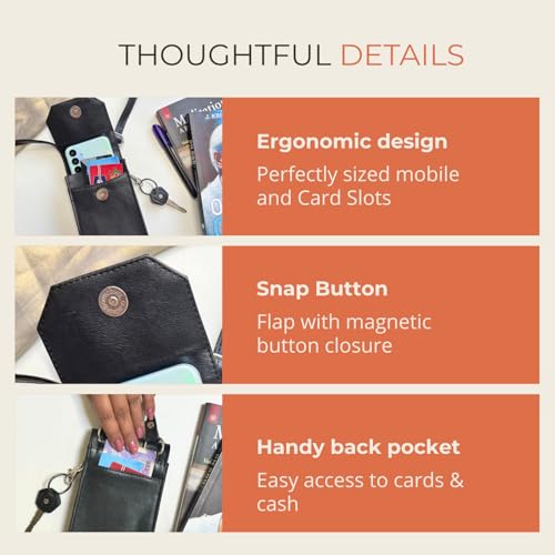 HAMELIN Small Crossbody Mobile Sling Bag for Women | Stylish Phone Pouch with Adjustable Strap |Phone Purse For Women| Versatile Mobile Pouch for Girls | Ideal Gift For Woman | Black - Image 3