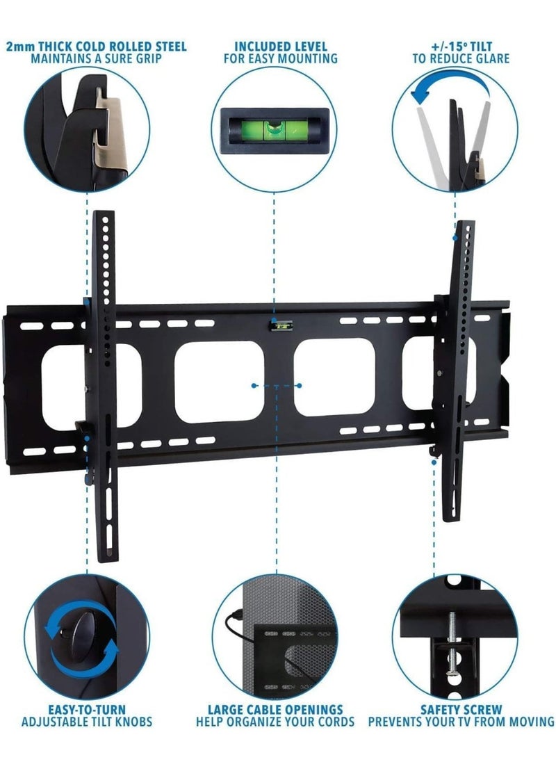 Large Tilting TV Wall Mount Bracket | 42 43 50 55 58 65 70 75 80 Inch | 220 Pound Capacity | VESA Compatible | Low Profile | Flat Screens(HEAVY-D) - Image 2