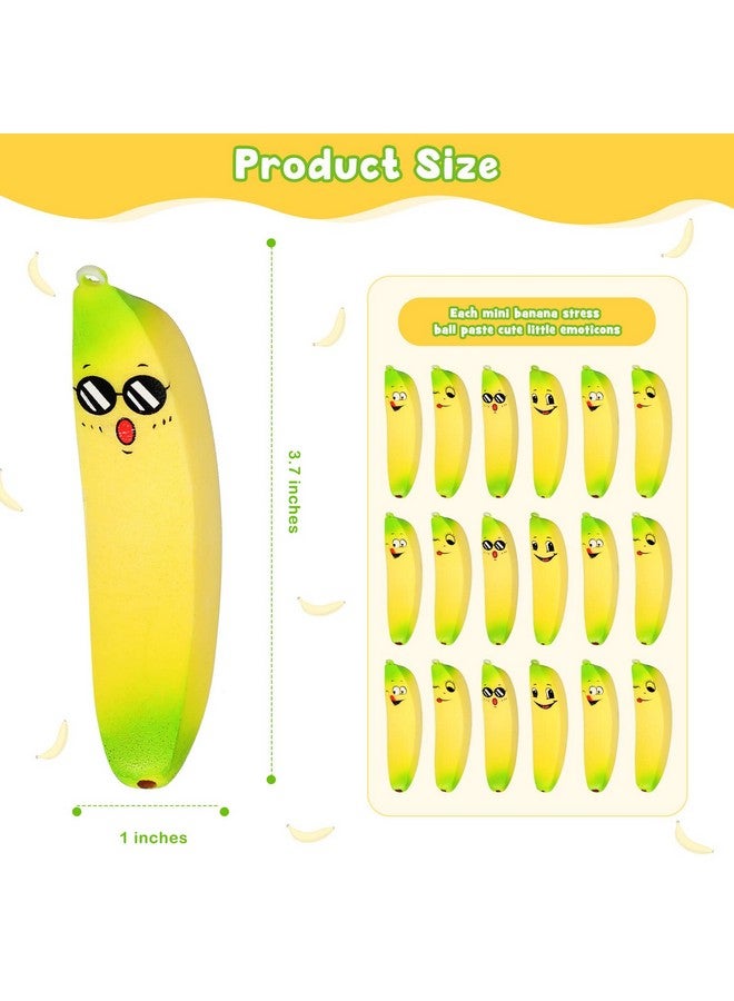 Lewtemi 16 Pcs Banana Stress Toys Banana Stress Ball With Emotions Banana Fidget Pu Toy Soft Stress Relief Banana Adult Sensory Toys For Fruit Party Favors Birthday Party Supplies Party Bag Fillers - Image 3