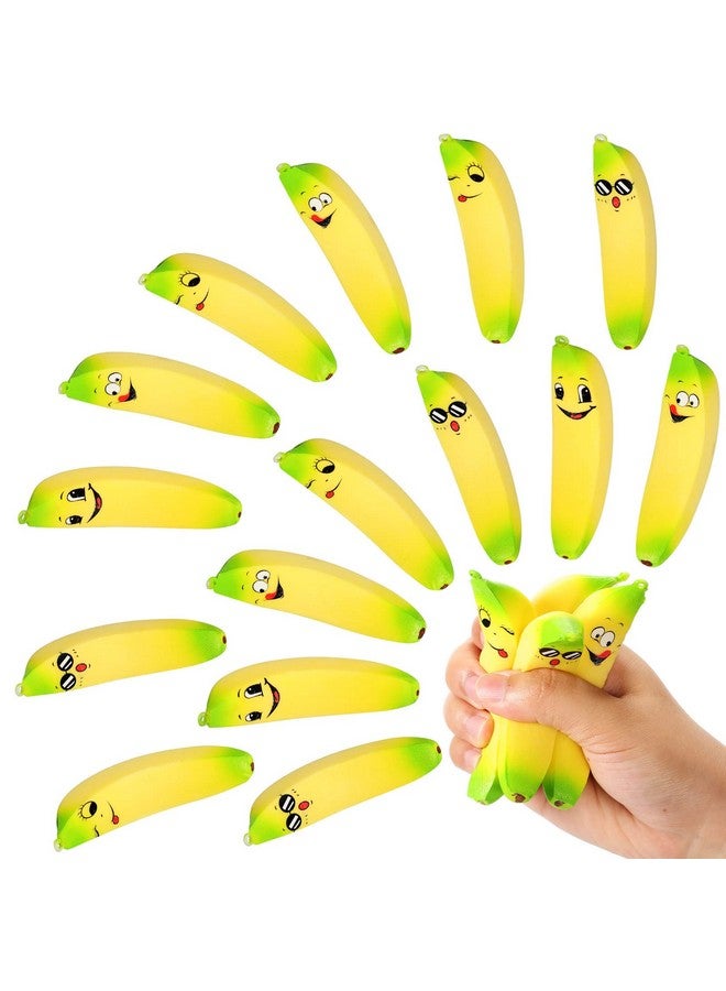 Lewtemi 16 Pcs Banana Stress Toys Banana Stress Ball With Emotions Banana Fidget Pu Toy Soft Stress Relief Banana Adult Sensory Toys For Fruit Party Favors Birthday Party Supplies Party Bag Fillers - Image 2