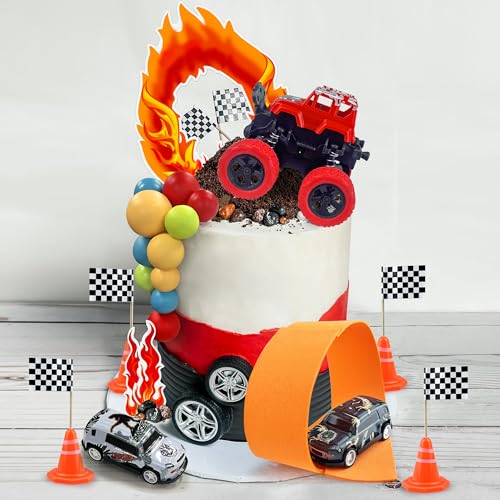KEEPARTY 30PCS Truck Cake Decorations Truck Cake Toppers Red Blue Yellow Green Balls Race Car Cake Toppers for Truck Themed Racing Car Party Decorations Supplies - Image 5