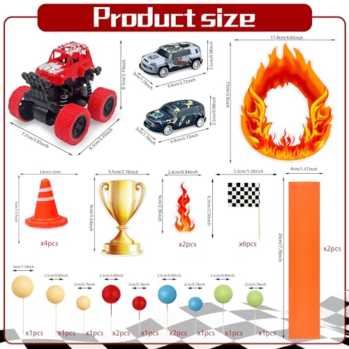 KEEPARTY 30PCS Truck Cake Decorations Truck Cake Toppers Red Blue Yellow Green Balls Race Car Cake Toppers for Truck Themed Racing Car Party Decorations Supplies - Image 2