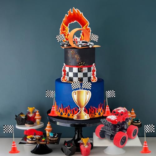 KEEPARTY 30PCS Truck Cake Decorations Truck Cake Toppers Red Blue Yellow Green Balls Race Car Cake Toppers for Truck Themed Racing Car Party Decorations Supplies - Image 3