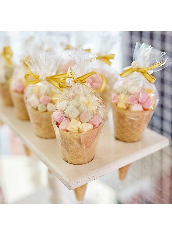 موريباك أكياس حلوى على شكل مخروطي مقاس 6.3 × 11.8 بوصة أكياس حلوى من السيلوفان على شكل مخروطي شفاف أكياس بلاستيكية مثلثة مخروطية لحلوى الفشار المفضلة 100 قطعة - Image 4