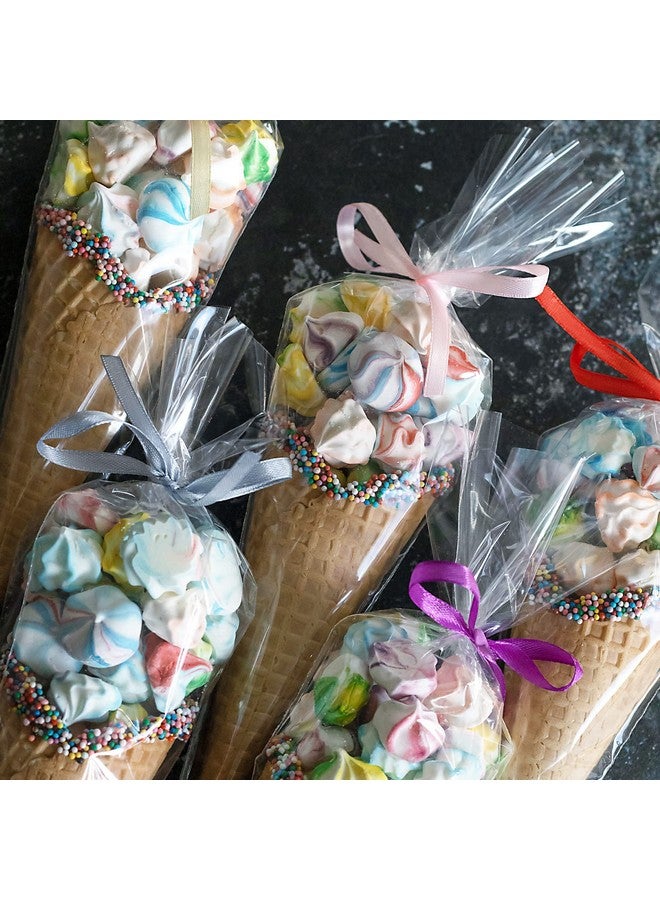 موريباك أكياس حلوى على شكل مخروطي مقاس 6.3 × 11.8 بوصة أكياس حلوى من السيلوفان على شكل مخروطي شفاف أكياس بلاستيكية مثلثة مخروطية لحلوى الفشار المفضلة 100 قطعة - Image 5