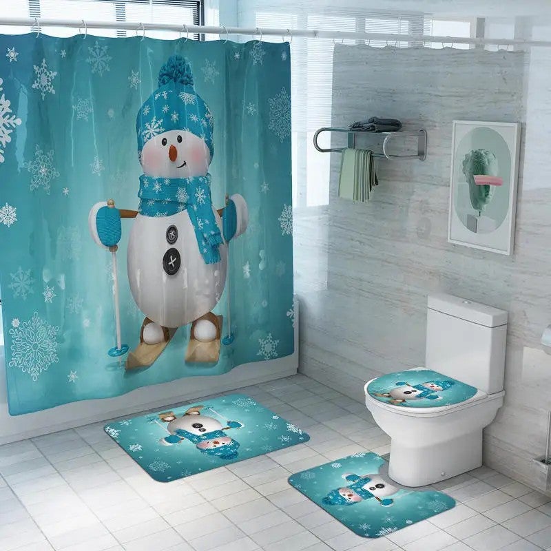 Y&D s Cool Design of  Four Bathroom Sets Fashion  Design Bath Rugs Toilet Shower Curtain - Image 1