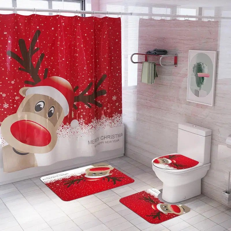 Y&D s Cool Design of  Four Bathroom Sets Fashion  Design Bath Rugs Toilet Shower Curtain - Image 5