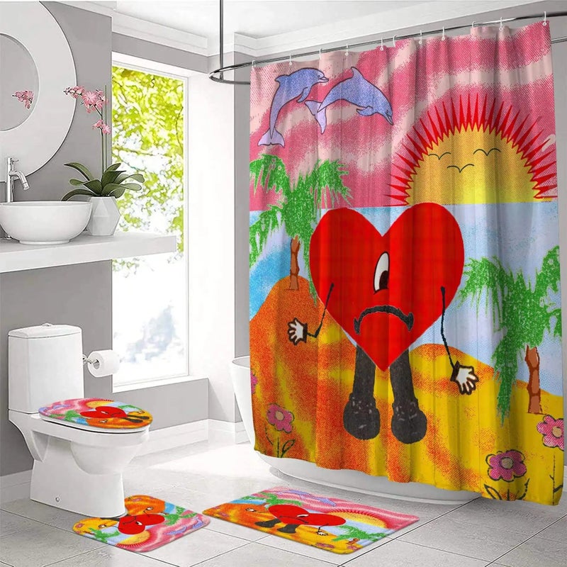 Y&D s Cool Design of  Four Bathroom Sets Fashion  Design Bath Rugs Toilet Shower Curtain - Image 2