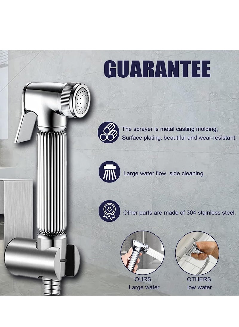 Excefore Handheld Bidet Sprayer for Toilet-Adjustable Water Pressure Control with Bidet Hose for Feminine Wash, Stainless Steel Brushed Nickel Cloth Diaper Bidet Toilet Sprayer for Baby Wash  - Image 3
