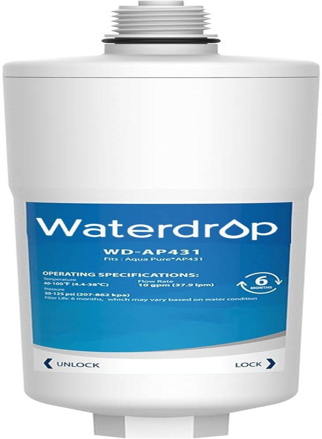 ووتر دروب خرطوشة بديلة Waterdrop AP431 لمثبط الترسبات الكلسية للمياه الساخنة Aqua-Pure AP431 لـ AP430SS، تمنع تراكم الترسبات الكلسية وتحمي سخانات المياه، عبوة من قطعة واحدة - Image 1