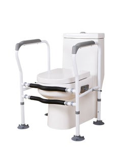 Generic Height-Adjustable Toilet Safety Rail with Anti-Slip Design, Stable and Durable Carbon Steel Toilet Grab Bars, Safe Toilet Handles with Strong Load-Bearing Capacity, No-Drill Installation Toilet Safety Frame for Elderly and Disabled People Bathroom Safety  - Image 1