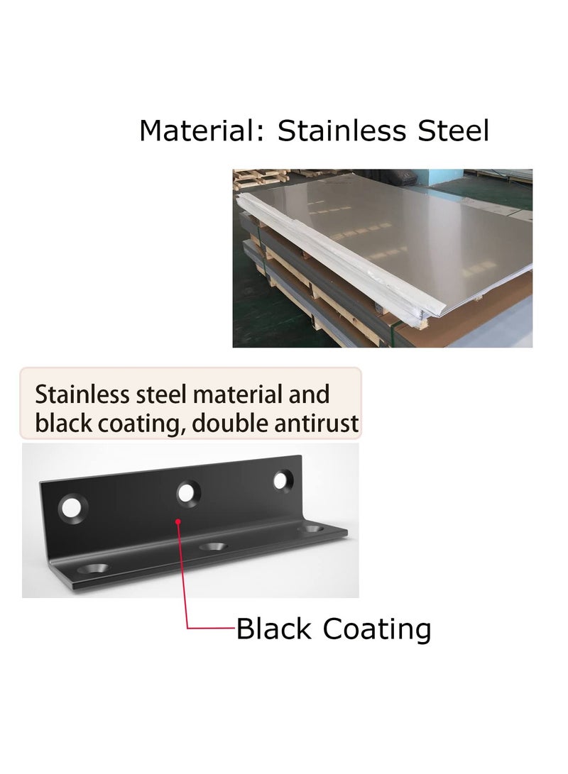 SYOSI L Bracket, Heavy Duty Corner Brace, 3.2inch Stainless Steel Shelf Bracket, Black Large Corner Brackets, Metal Braces for Wood - Image 2