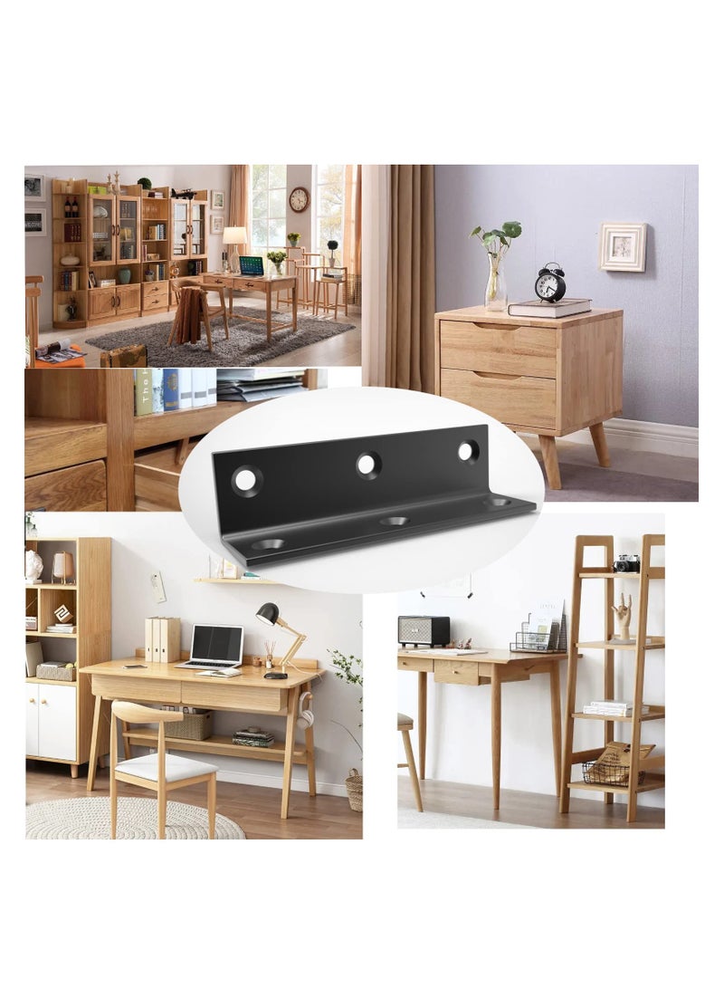 SYOSI L Bracket, Heavy Duty Corner Brace, 3.2inch Stainless Steel Shelf Bracket, Black Large Corner Brackets, Metal Braces for Wood - Image 3