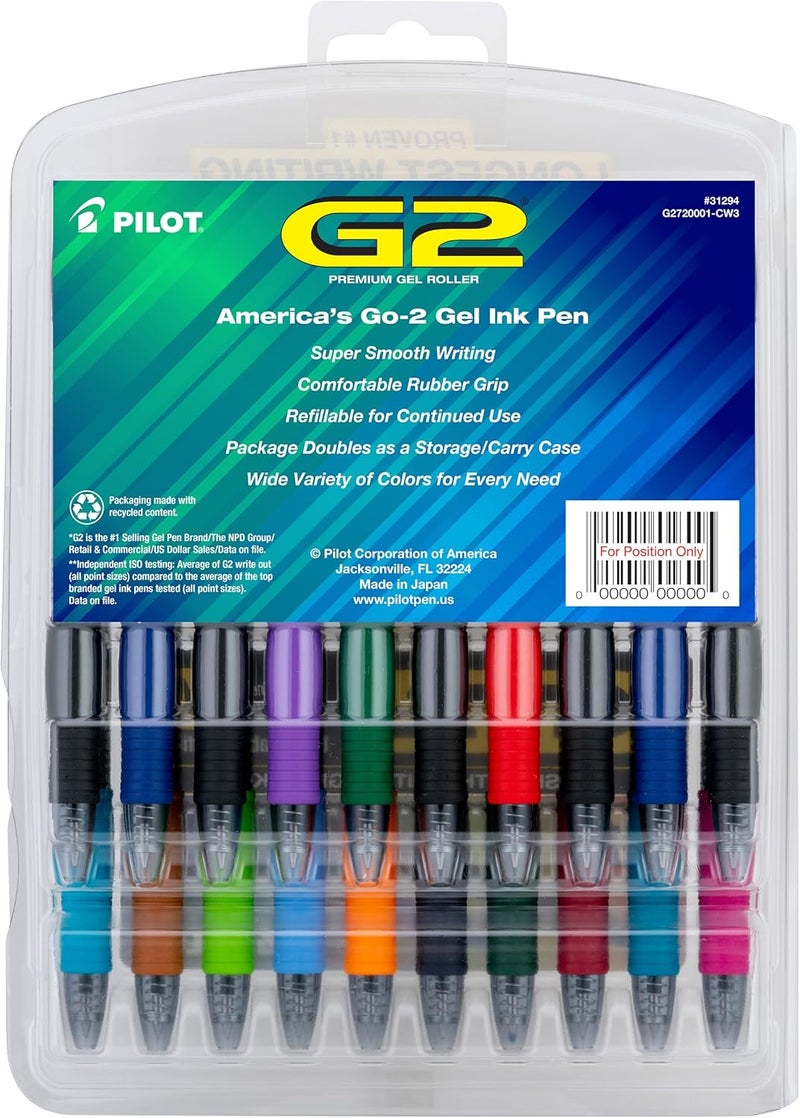 Pilot G2 Premium Gel Pens, Gel Roller Pens, Fine Point 0.7 mm Assorted Colors 20 - Image 3