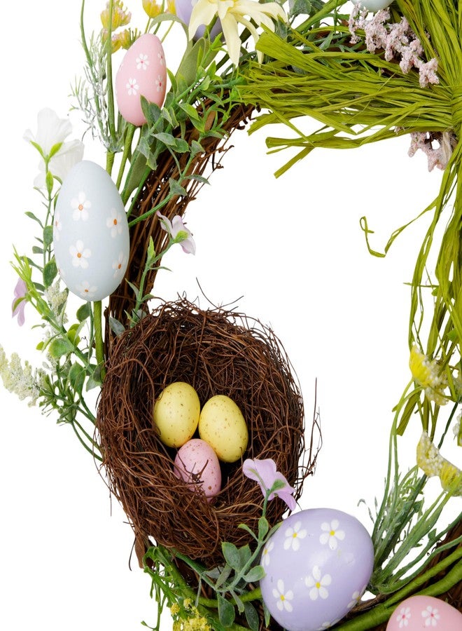 VGIA 27 Inch Easter Wreath for Front Door Bunny Wreath Cute Easter Decorations Gifts with Colorful Eggs Spring Flower Home Decor Party Holiday - Image 5