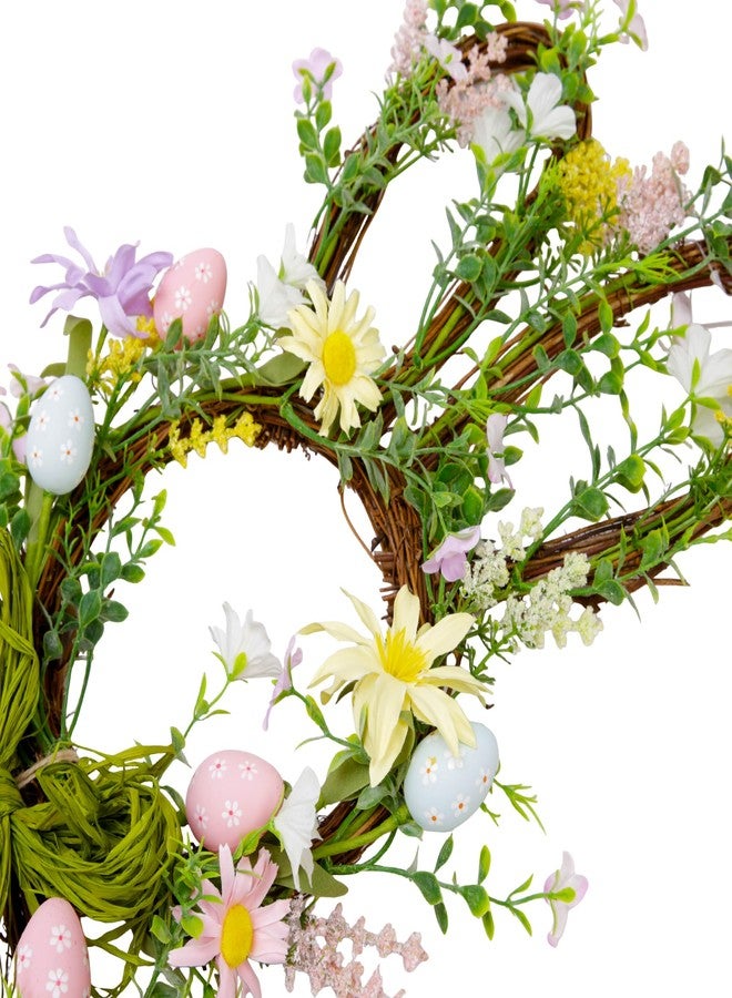 VGIA 27 Inch Easter Wreath for Front Door Bunny Wreath Cute Easter Decorations Gifts with Colorful Eggs Spring Flower Home Decor Party Holiday - Image 4
