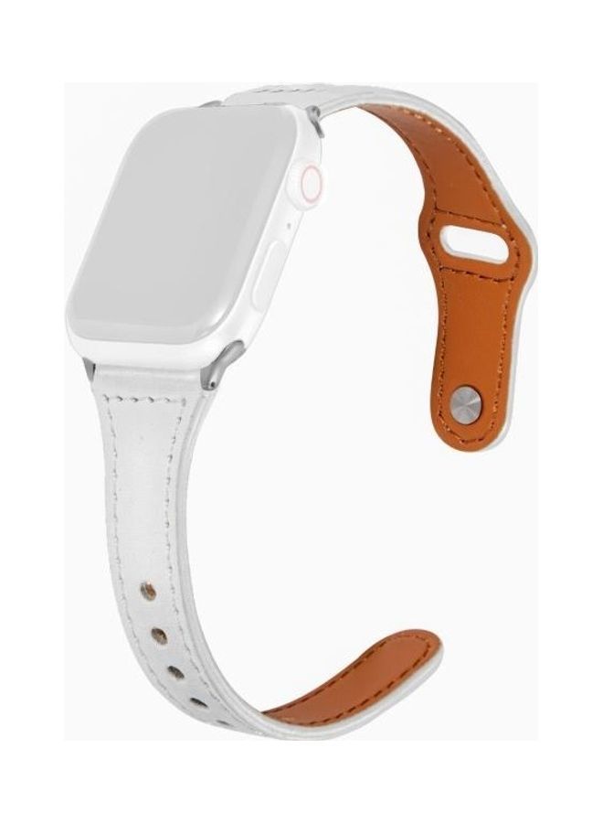 NIBEMINENT Universal T Shaped Reverse Buckle Watch Strap For Apple Series 7 45mm/6 & SE 5 4 44mm/3 2 1 42mm White - Image 1