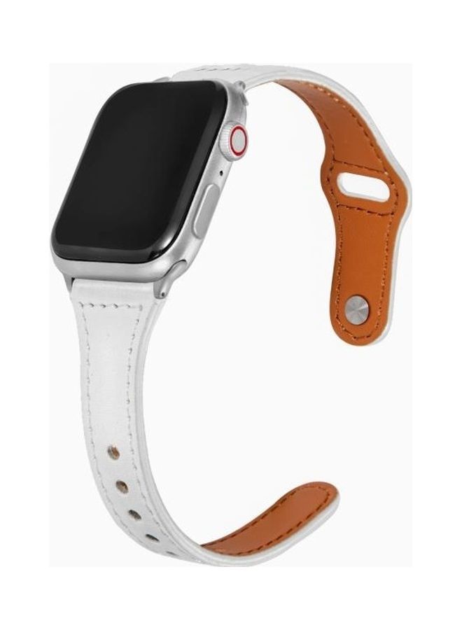 NIBEMINENT Universal T Shaped Reverse Buckle Watch Strap For Apple Series 7 45mm/6 & SE 5 4 44mm/3 2 1 42mm White - Image 3