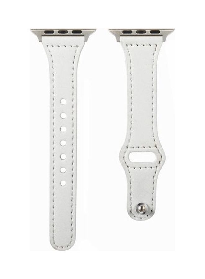 NIBEMINENT Universal T Shaped Reverse Buckle Watch Strap For Apple Series 7 45mm/6 & SE 5 4 44mm/3 2 1 42mm White - Image 2