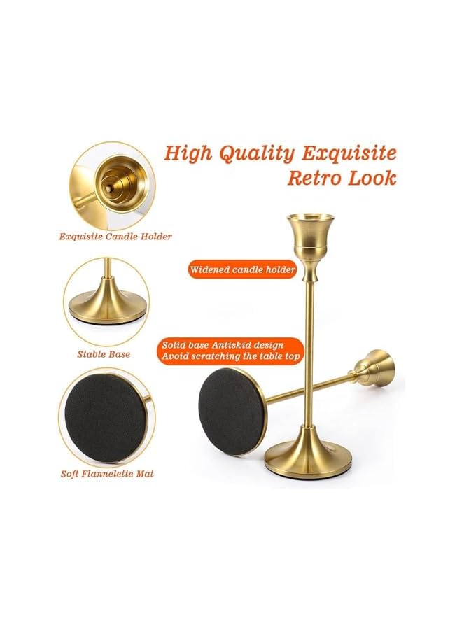 The Bros Candlestick Holders, 3 Pcs Decorative Gold Candlestick Holder for Easy Installation, Gold Candle Holders, Candle Holder for Home Decor, Wedding, Dinning, Party, Anniversary - Image 3