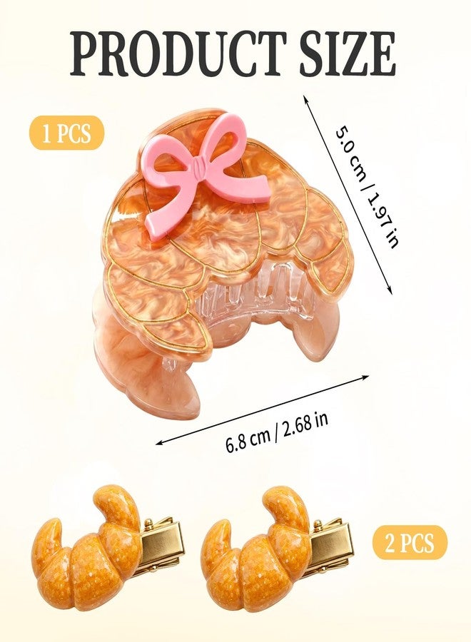 CZFSWT 3Pcs Croissant Hair Clip Set, Food Hair Clips, Durable Design Fun Claw Clips Suitable for Casual and Party Occasions - Image 2