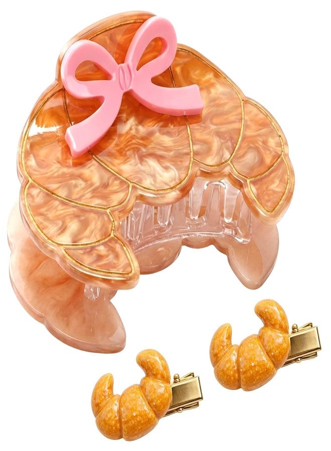 CZFSWT 3Pcs Croissant Hair Clip Set, Food Hair Clips, Durable Design Fun Claw Clips Suitable for Casual and Party Occasions - Image 1