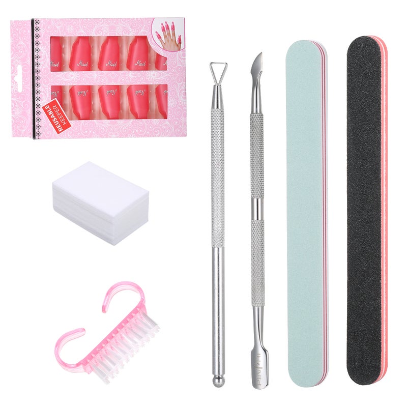 Gel Nail Polish Removal Kit Soaker Cleaner Clip Nail Art Tool Cuticle Pusher and Cutter Set - Image 1