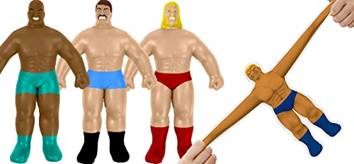 JARU Super Stretchy Wrestlers 3 Wrestlers Classic Retro Squishy Action Figure for Kids Adults Boys Toys Wrestling Strong Man Stretch Pull Stress Relief Fidget Toy Party Favors 43073p - Image 1