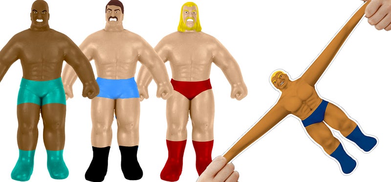JARU Super Stretchy Wrestlers 3 Wrestlers Classic Retro Squishy Action Figure for Kids Adults Boys Toys Wrestling Strong Man Stretch Pull Stress Relief Fidget Toy Party Favors 43073p - Image 2
