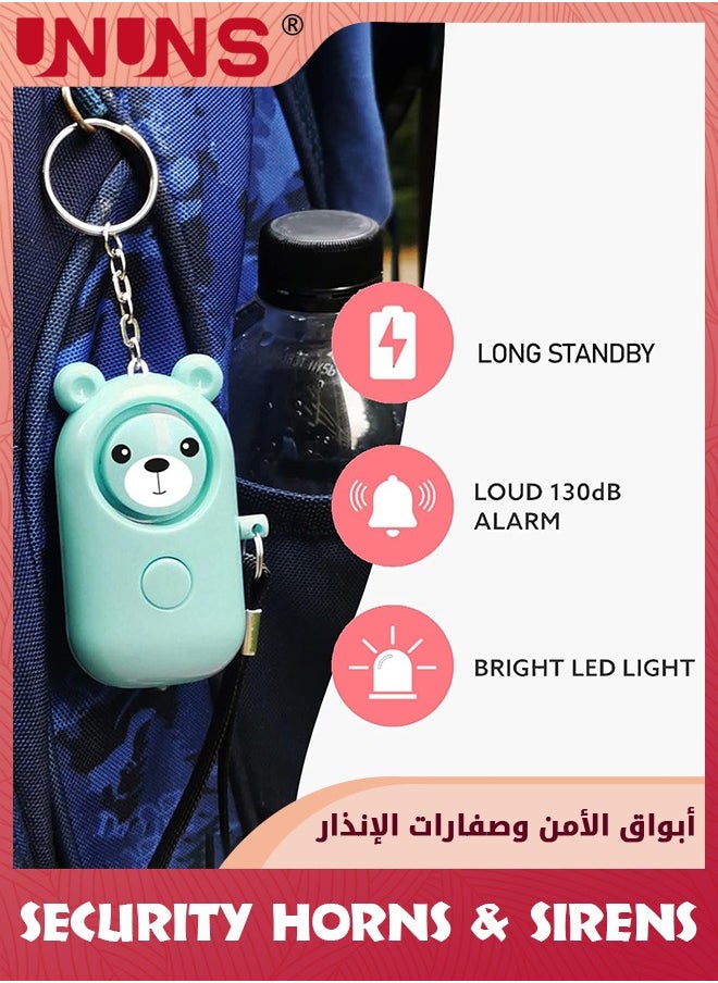 UNUNS - Door Bells Chimes,Personal Alarms For Women Keychain Safety For Kids Elders,2 Pack Loud 130dB Siren Safe Sound Security Self Defense With LED Light,Safe Extra Loud Speaker Cute,Cyan+Blush - Image 1