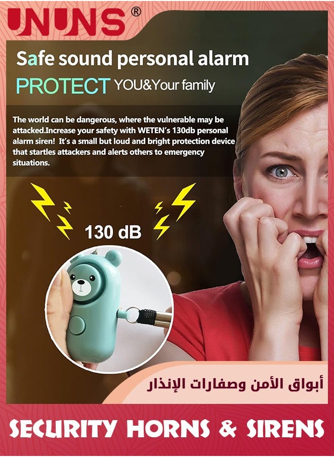 UNUNS - Door Bells Chimes,Personal Alarms For Women Keychain Safety For Kids Elders,2 Pack Loud 130dB Siren Safe Sound Security Self Defense With LED Light,Safe Extra Loud Speaker Cute,Cyan+Blush - Image 1