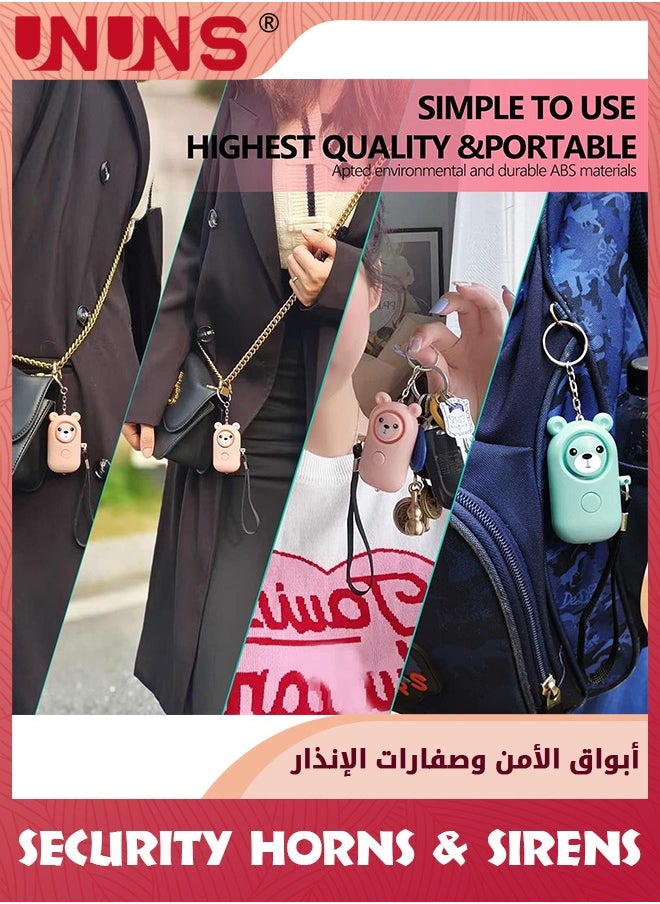 UNUNS - Door Bells Chimes,Personal Alarms For Women Keychain Safety For Kids Elders,2 Pack Loud 130dB Siren Safe Sound Security Self Defense With LED Light,Safe Extra Loud Speaker Cute,Cyan+Blush - Image 1