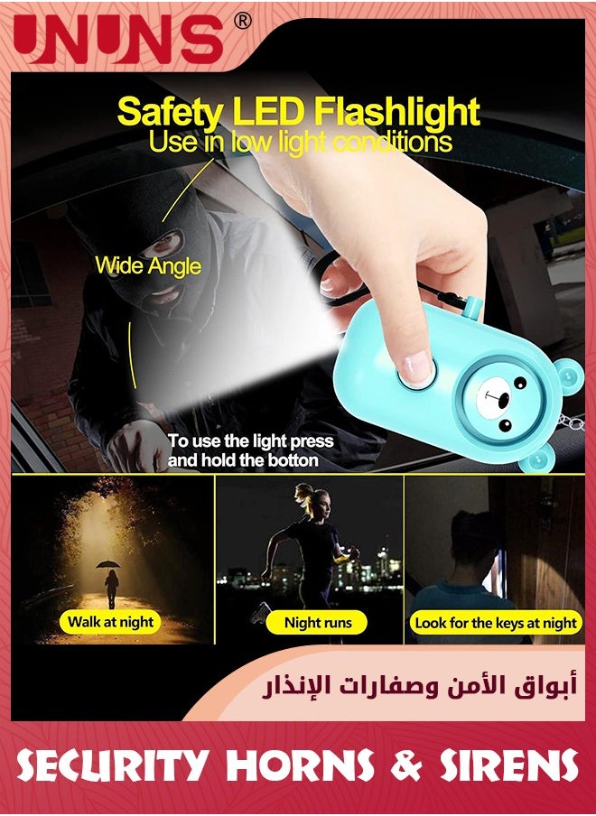 UNUNS - Door Bells Chimes,Personal Alarms For Women Keychain Safety For Kids Elders,2 Pack Loud 130dB Siren Safe Sound Security Self Defense With LED Light,Safe Extra Loud Speaker Cute,Cyan+Blush - Image 1