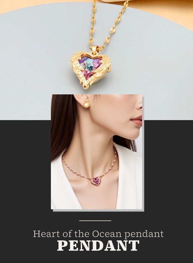 Heart-Stirring Ocean: Blue Ocean Pendant Necklace - Zinc Alloy Non-Fading Collarbone Chain | Romantic Valentine's Gift